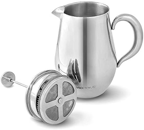 VeoHome - 0.75 litre plunger - Unbreakable and keeps the coffee hot for a long time thanks to its double stainless steel shell