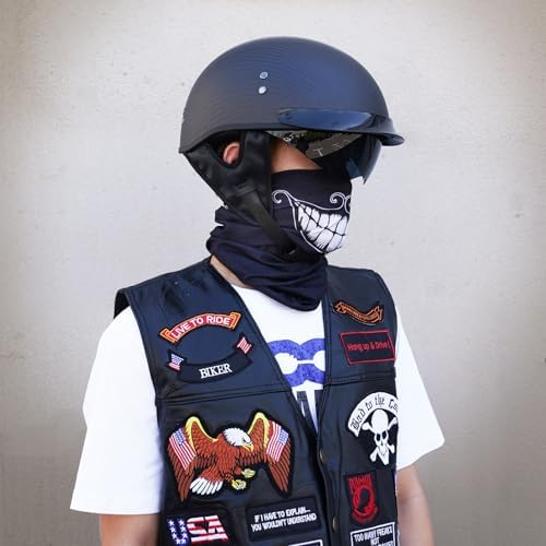 VCOROS Carbon Fiber Open Face Retro Motorcycle Half Helmet DOT