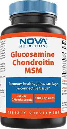 Nova Nutritions Triple Strength Glucosamine Chondroitin MSM 2600mg/Serving Capsules, Supports Healthy Joint