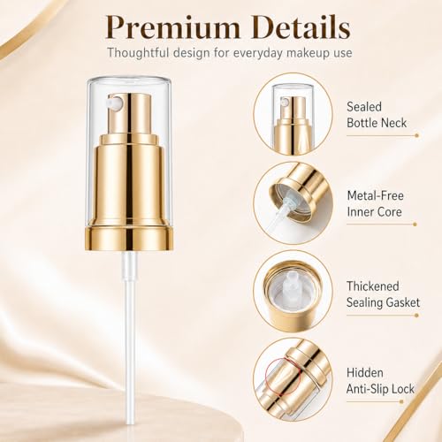 Chris.W 2Pack Foundation Pump Fit for Estee Lauder Double Wear Foundation | DW Replacement Pump Dispenser, for New and Original Bottles, Gold