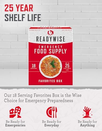 ReadyWise Emergency Food Supply - 18 Servings Favorites Box, Survival Food Kit with Freeze Dried Prepper Food & Dehydrated Meals