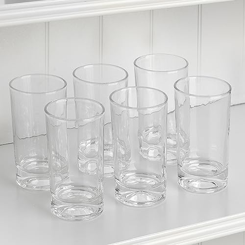 Mfacoy Small Juice Glasses Set of 6, 5.5-ounce Glass Cups, Heavy Base Small Drinking Glass Set, Clear Cups, Thick and Durable Shot Glasses