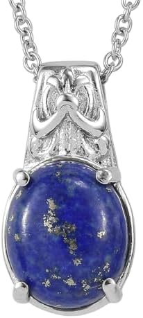 Lapis Lazuli 6.10 ctw Pendant Necklace in Stainless Steel 20 Inches