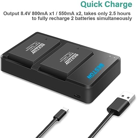 BESTON 2-Pack LP-E17 Battery and Charging Base for Canon EOS R50 R100 RP R10 R8, Rebel T8i, T7i, T6i, T6s, SL2, SL3, Powershot V1, EOS M3, M5