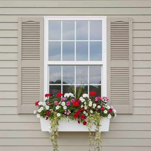 14 1/2"W x 60"H EverColor Open Louver Exterior Vinyl Shutters, w/Installation Shutter-Lok's & Matching Screws (Per Pair), Black