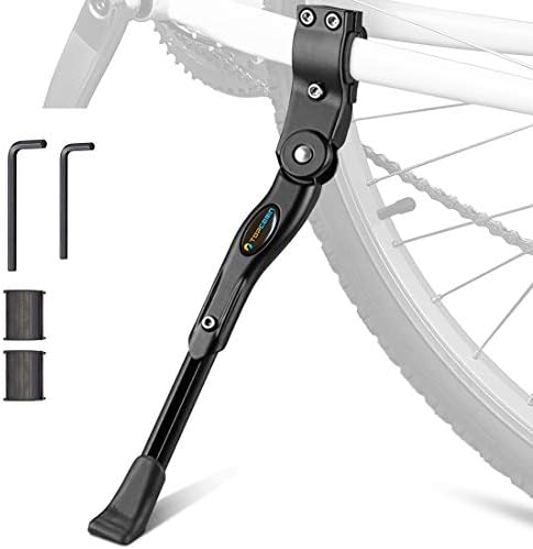 TOPCABIN Bike Kickstand Adjustable Aluminium Alloy Bicycle Kickstand Bike Side Kickstand Fit for 22" 24" 26" 28" Mountain Bike Road cycling/BMX/MTB (Black for 22-24-26-27-28 inch bike)