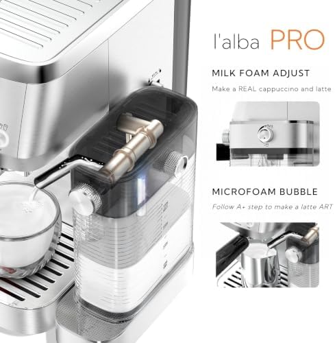 MAttinata 1633L Espresso Machine, Cappuccino Machine with Auto Milk Frother | 20 Bar Coffee Maker, Italian Pump, Fast Heating, Self Cleaning