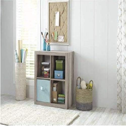Better Homes and Gardens.. Bookshelf Square Storage Cabinet 4-Cube Organizer (Weathered) (Rustic Gray, 4-Cube)-L8