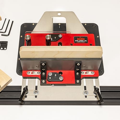 JessEm 06300 Box Joint & Finger Joint Jig for Router Tables, 3 Key Sizes | 1/4", 3/8" and 1/2" aluminum indexing keys with bearing-glide sled