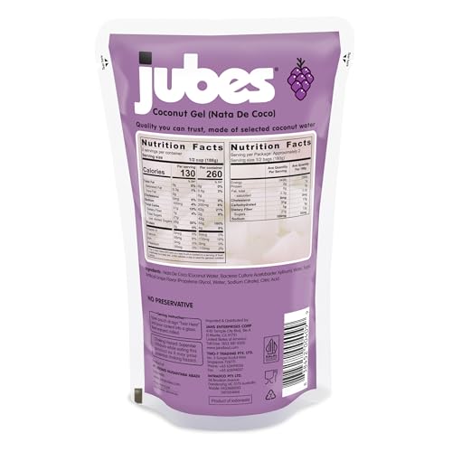 Jubes Strawberry Nata De Coco Jelly Cubes (12.7 oz, Pack of 3) - Strawberry Coconut Jelly Cubes for Sago - Coconut Gel in Syrup Toppings for Fruit Tea, Boba, Bubble Tea, Drinks, Desserts Yogurt, Ice Cream, Beverage