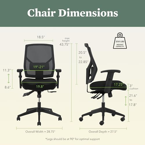 HON Crio Big and Tall Ergonomic Office Chair, Heavy Duty Desk Chair, Black | Big and tall ergonomic office desk chair for desk work, lumbar support, adjustable arms, mesh comfort, 450 lb capacity
