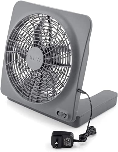 Treva 10 in Portable Desktop Battery Fan 2-Speed with AC Adapter Graphite | Yes