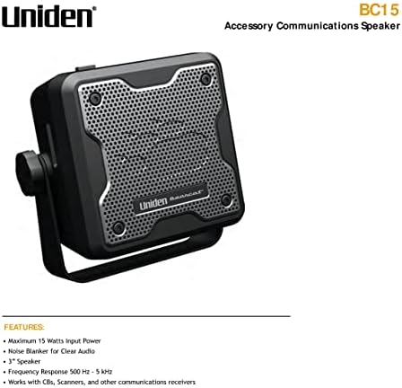 Uniden (BC15) Bearcat 15-Watt External Communications Speaker. Durable Rugged Design, Perfect for Amplifying Uniden Scanners, CB Radios, and Other Communications Receivers, Black