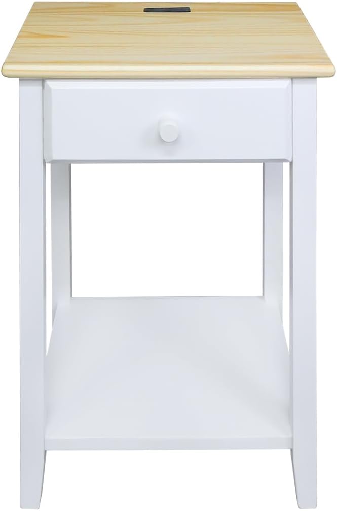 Casual Home Owl Night Stand with USB Port Charging Station and Drawer, 17.5"W x 14.25"D x 24.5"H, Espresso