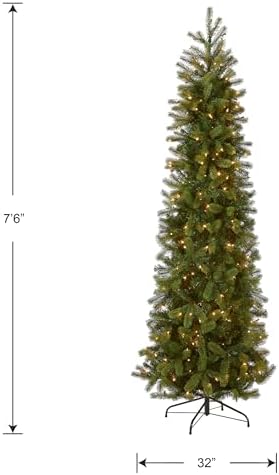 National Tree Company 7.5ft Pre-Lit Downswept Douglas Fir Christmas Tree | Slim, 350 Clear Lights, 796 Tips, Includes Stand, Green