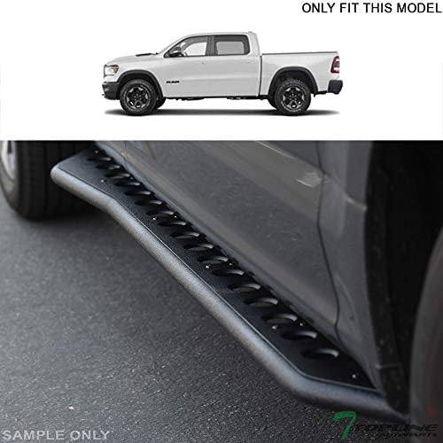 7422444121142 Compatible with 2019-2026 Dodge Ram 1500 New Body Crew Cab Textured Black Round Pattern Rock Slider Rocker Style Side Step Rail Nerf