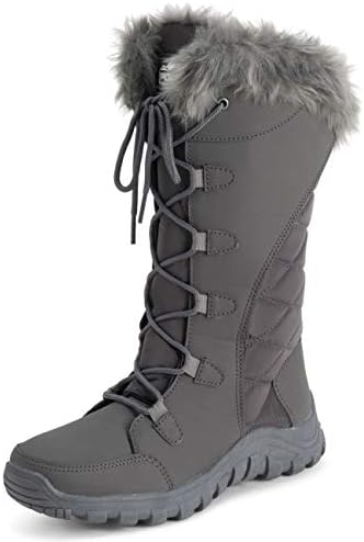 POLAR Womens Quilted Faux Fur Cuff Winter Duck Rubber Sole Durable Snow Rain Outdoor Boots