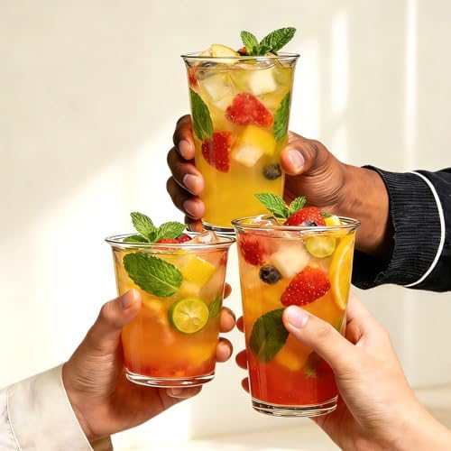 12 Pack Highball Glasses Set, 12 oz & 10 oz Stackable Thick Glass Cups | Drinking Glasses for Cocktails，Iced Coffee, Bubble Tea, Water