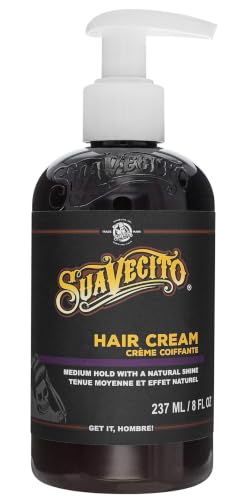 Suavecito Hair Cream for Men - Pump Bottle, Light Hold, Natural Shine, Water Based, Tames Frizz, Great for Curly Hair