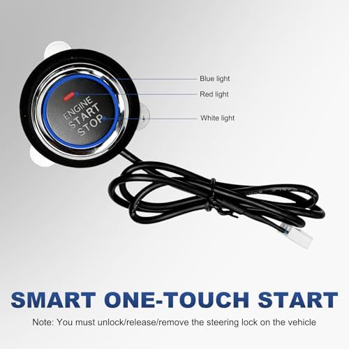 Car Push Engine Start Button Kit, Anti-Thief RFID Push to Start Ignition Kit Installation Assembly