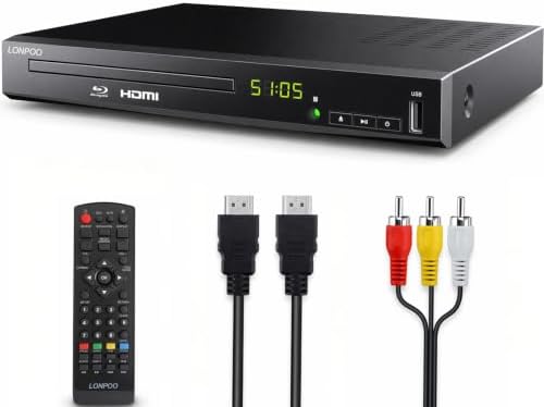 LONPOO LP-100 Blu-Ray Disc Player for TV 1080P DVD CD HDMI USB Upscaling