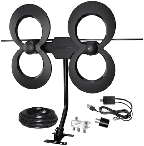 Antennas Direct ClearStream 4V Indoor Outdoor TV Antenna, UHF VHF, Multi-Directional, 70+ Mile Range, 4K 8K UHD, NEXTGEN TV – w/ 20-inch Mast (Black)