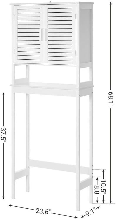 SONGMICS Bamboo Over The Toilet Storage Cabinet, Adjustable Inside Shelf