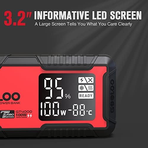 GOOLOO GT4000 Arctic Jump Starter with -40°F Battery Preheat Technology | 4000A Peak Jump Box for 12L Gas & 10L Diesel - 100W Two-Way Fast Charging
