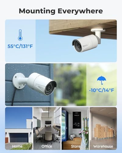 REOLINK 16CH 5MP Home Security Camera System with 4TB HDD RLK16-410B8-5MP | 8pcs 5MP Wired Outdoor PoE IP Cameras with Smart Detection