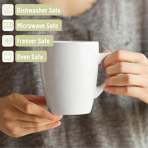 BTaT- White Coffee Mug Set, 12 Pack, 12oz, Ceramic Coffee Cups | Bulk Mug Set for Home, Office, Café, Hot Beverages, Tea, Cappuccino