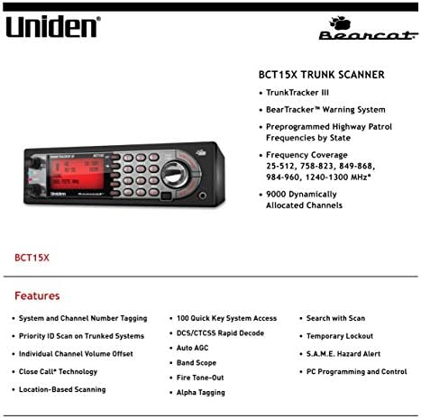 Uniden BearTracker Scanner (BCT15X) with 9, 000 Channels, TrunkTracker III Technology, Base/Mobile Design