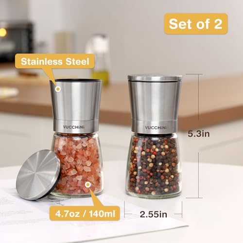 Vucchini Stainless Steel Salt and Pepper Grinder Set Manual
