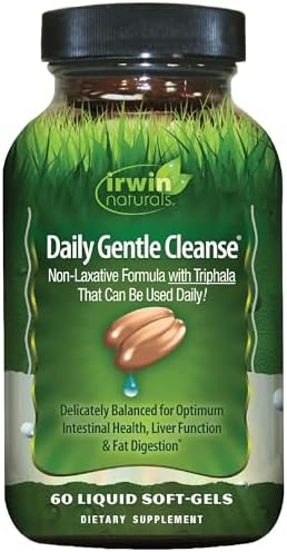 Irwin Naturals Daily Gentle Cleanse Triphala 60 Liquid Softgels | Non-Laxative Colon Cleanse with Triphala | Milk Thistle & Flaxseed Oil | 60 Softgels