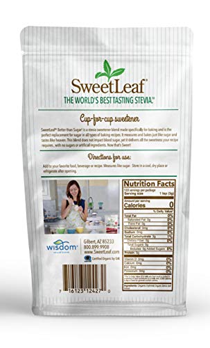 SweetLeaf Better Than Sugar Sweetener Alternative - 12.7 Oz | Powdered Sugar Substitute with Stevia & Erythritol, Use for Frosting, Baking, Coffee, Keto Friendly