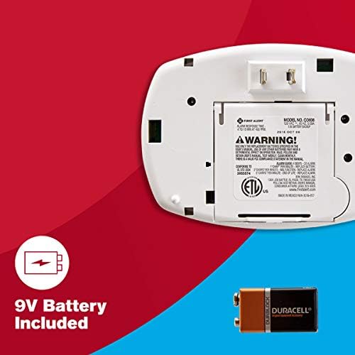 First Alert Plug in Carbon Monoxide Alarm | CO606, 9V Battery Backup