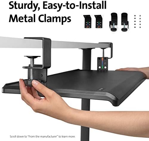 Kensington Clamp-On Keyboard Tray, Under Desk Keyboard Drawer with Cable Management, Ergonomic Smartfit Slide-out Height Adjustable Keyboard Holder
