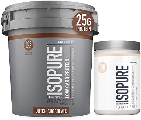 Isopure Protein Powder Low Carb With Creatine Powder 500g Unflavored, Keto Friendly Protein Powder, 100% Whey Protein Isolate
