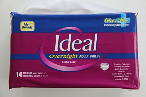 Adult Briefs (Diapers) Over Night Ultra Plus Extreme Absorbency- Size- Medium B-8204- CASE of 56-4 Bags of 14