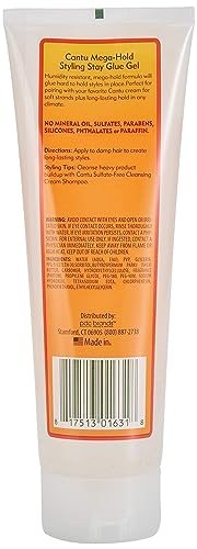 Cantu Natural Hair Styling Gel Stay Extreme Hold Tube, 8 Oz