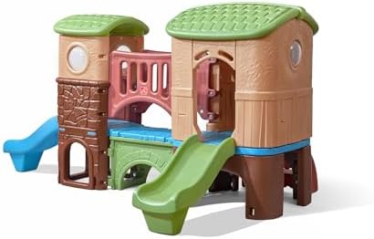 Step2 Clubhouse Climber Playset for Kids, Jungle Gym with Elevated Playhouse, Outdoor Backyard Playground Set, Two Toddler Slides
