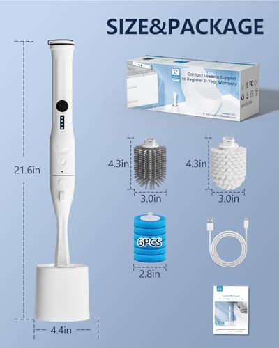 Electric Toilet Brush and Holder Set, Leebein 8 in 1 Electric Toilet Bowl Cleaning Kit with 8 Replaceable Brushes