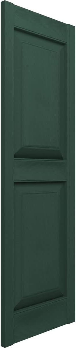 Ekena Millwork LP2S14X05500MG Lifetime Vinyl Standard Two Equal Panels with Raised Panel Shutters, 14 3/4" W x 55" H, Midnight Green, 1 Piece
