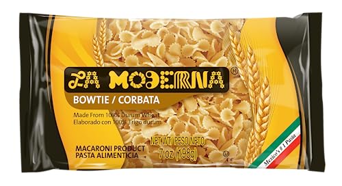 La Moderna Bow Tie Corbata Pasta, 7 oz, Pack of 1 | Bow tie corbata pasta for soups, salads, and family meals; semolina and durum flour; Non-GMO; kosher