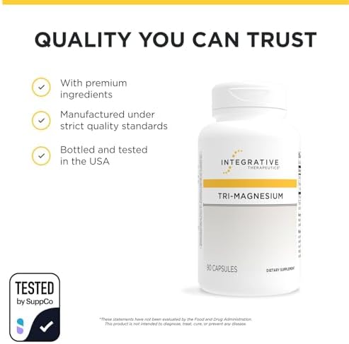 Integrative Therapeutics Tri-Magnesium - Supports Cellular Energy & Energy Metabolism* - Magnesium Supplement for Heart & Nerve Health Support* - Third-Party Tested - 90 Capsules (90 Servings)