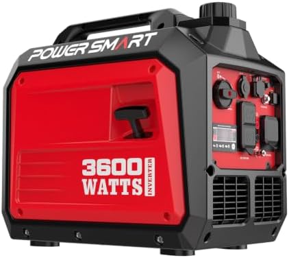 PowerSmart 4400-Watt Open Frame Inverter Generator, Gas Powered, CO-Sensor, Lightweight & Quiet for Home Use and Emergency Backup, Camping, EPA Compliant