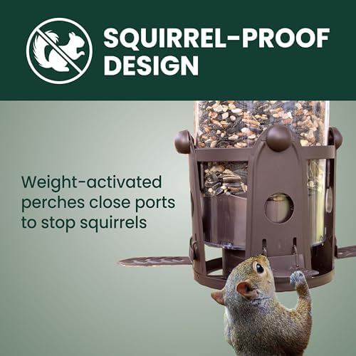 Perky-Pet Squirrel-Be-Gone Max Bird Feeder, (4) Flexport Feeding Stations | Squirrel-Proof Metal Hanging Feeder for Outdoors