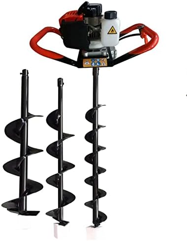 52CC Auger Post Hole Digger 2-Stroke Gas Powered Earth Auger Digger 1700W Gasoline Garden Fence Plant Soil Digging Tool with 3pcs Drill Bit Set and