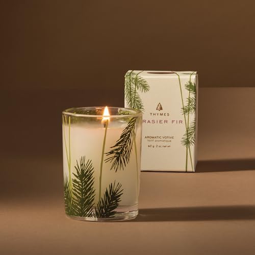 Thymes Frasier Fir Pine Needle Candle – Holiday Candles for Home Scented with Notes of Crisp Siberian Fir, Cedarwood & Sandalwood – Christmas Decor (6.5 oz)