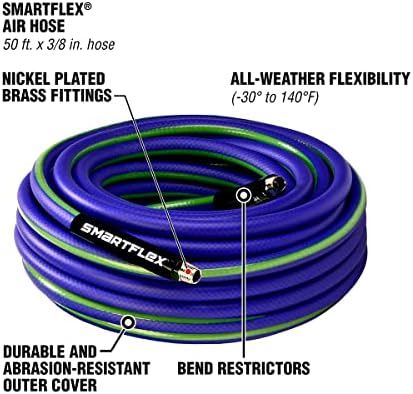 SmartFlex Air Hose, 3/8 in. x 50 ft., Hybrid, Blue - HSF3850BL2