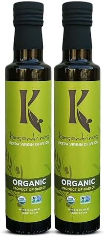 Kasandrinos Organic Olive Oil Extra Virgin, Polyphenol Rich Greek Olive Oil, 100% Organic First Cold Pressed, Mild + Delicate Flavor, Verified by Non GMO, 500 ml / 16.9 oz
